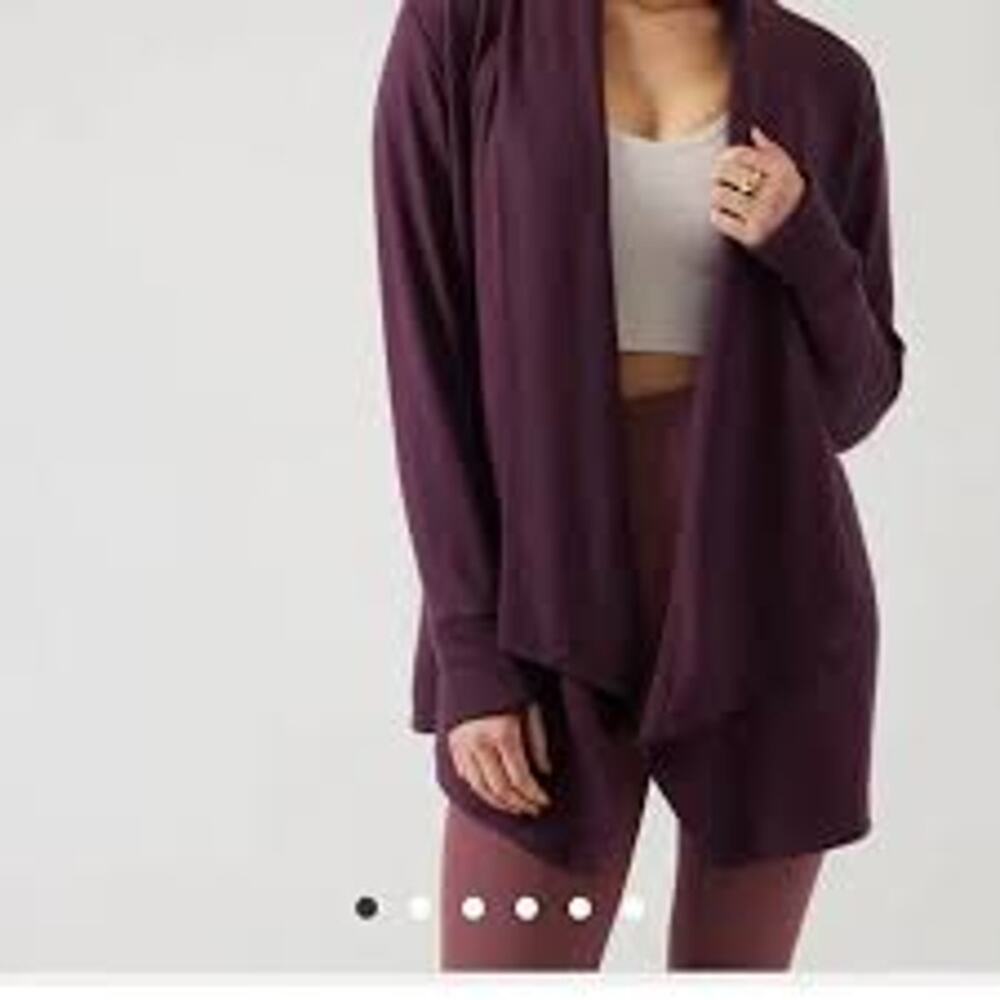 Athleta Pranayama Wrap Cozy Athleisure Open Burgundy Soft Errands Women Small